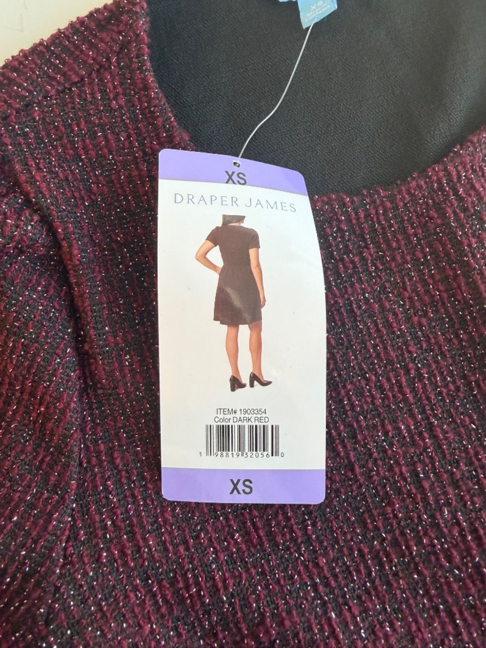 Draper James Womens Burgundy Short Sleeve Fit Flare Knit Dress - Picture 7 of 9